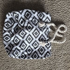 Black & White Geo Rope-Handle Tote Bag